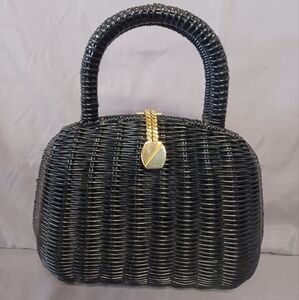 Vintage Black Wicker Purse